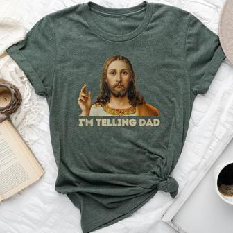 Retro I'm Telling Dad Religious Christian Jesus Bella Canvas T-shirt | Mazezy