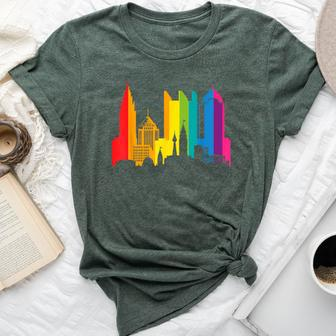 Retro Lgbt Rainbow Columbus Skyline Lesbian Gay Pride Bella Canvas T-shirt - Monsterry AU