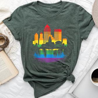 Retro Rochester Skyline Rainbow Lgbt Lesbian Gay Pride Bella Canvas T-shirt - Monsterry DE