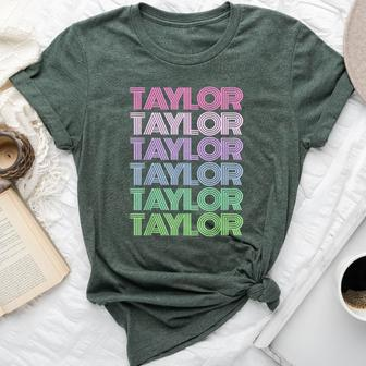 Retro Taylor Girl Boy First Name Personalized Groovy Bday Bella Canvas T-shirt - Monsterry UK