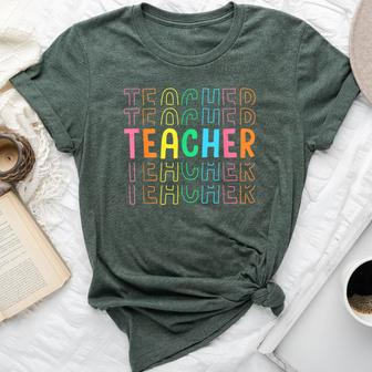 Retro Teacher Colorful Elementary School Teachers Women Bella Canvas T-shirt - Monsterry