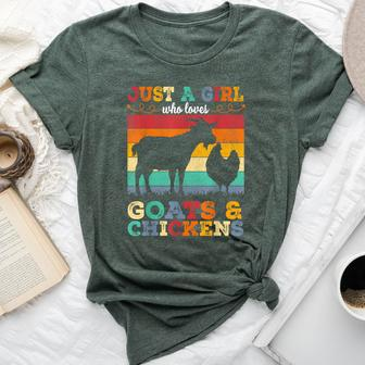 Retro Vintage Just A Girl Who Loves Chickens & Goats Farmer Bella Canvas T-shirt - Seseable