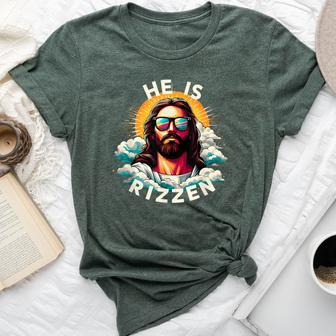 He Is Rizzen Christian Jesus Is Rizzen Christian Religious Bella Canvas T-shirt | Mazezy