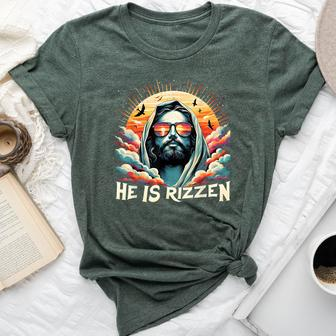 He Is Rizzen Christian Is Rizzen Retro Believe In Jesus Bella Canvas T-shirt | Mazezy