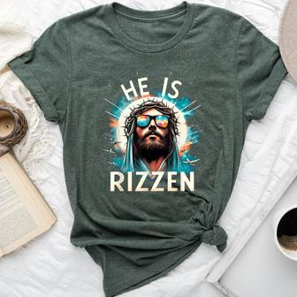 He Is Rizzen Jesus Is Rizzen Retro Jesus Christian Religious Bella Canvas T-shirt - Seseable