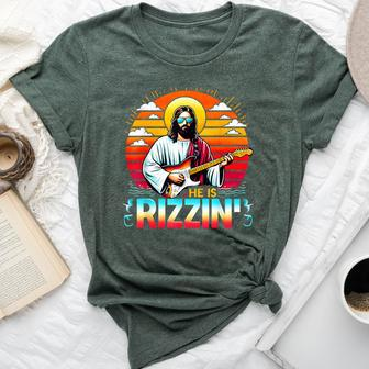 He Is Rizzin Easter Christian Jesus Jesus Guitarist Bella Canvas T-shirt - Seseable