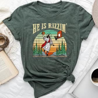He Is Rizzin Basketball Easter Christian Religious Bella Canvas T-shirt | Mazezy