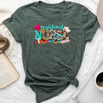 Rn Nurse Leopard Print Registered Nurse Nursing School Women Bella Canvas T-shirt - Seseable