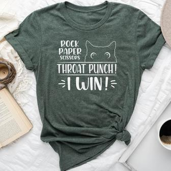 Rock Paper Scissors Throat Punch Cat Lover Cat Mom Cat Dad Bella Canvas T-shirt - Monsterry