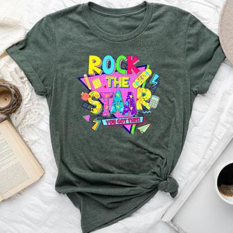 Rock The Staar Test Testing Day Retro Groovy Teacher Stars Bella Canvas T-shirt | Mazezy