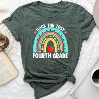 Rock The Test Day 4Th Grade Teacher Fourth Grade Testing Day Bella Canvas T-shirt - Seseable
