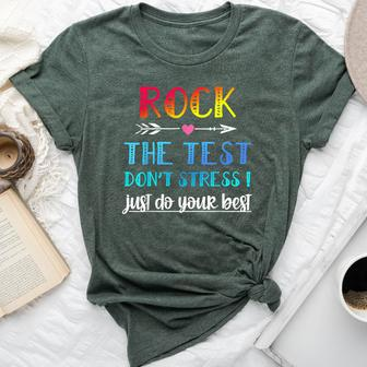 Rock The Test Teacher Test Day Testing Day Teacher Bella Canvas T-shirt - Seseable