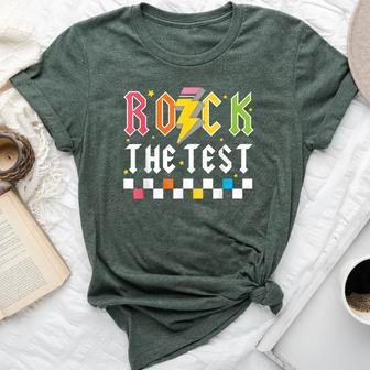 Rock The Test Testing Day Retro Teacher Student Bella Canvas T-shirt | Mazezy