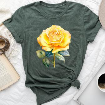 Rose Flower Yellow Floral Bella Canvas T-shirt - Seseable