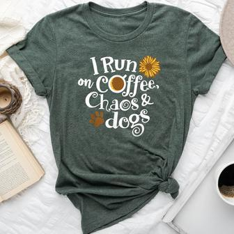 I Run On Coffee Chaos And Dogs Bella Canvas T-shirt - Seseable