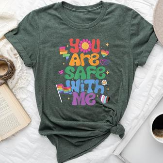 You Are Safe With Me Gay Pride Ally Rainbow Bella Canvas T-shirt - Monsterry