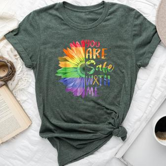 You Are Safe With Me Lgbtq Sunflower Pride Month Bella Canvas T-shirt - Monsterry DE