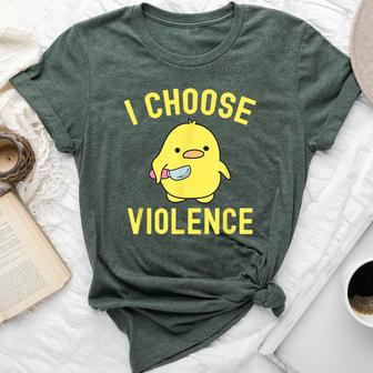 Sarcastic I Choose Violence Duck Saying Duck Bella Canvas T-shirt - Monsterry