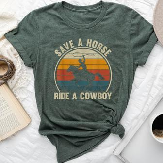 Save A Horse Ride A Cowboy Vintage Horses Lovers Women Bella Canvas T-shirt - Seseable