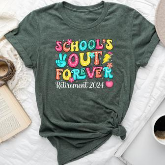 School's Out Forever Retired Groovy Teacher Retirement 2024 Bella Canvas T-shirt - Monsterry