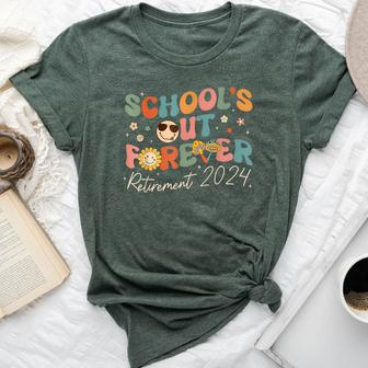 School's Out Forever Retired Teacher 2024 Groovy Retirement Bella Canvas T-shirt | Mazezy UK