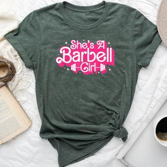 She's A Barbell Girl Bodybuilder Weightlifter Women Bella Canvas T-shirt - Seseable
