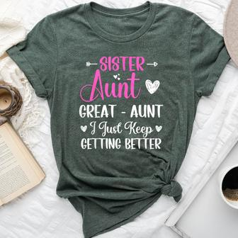 Sister Aunt Great Aunt I Just Keep Getting Better New Auntie Bella Canvas T-shirt - Seseable