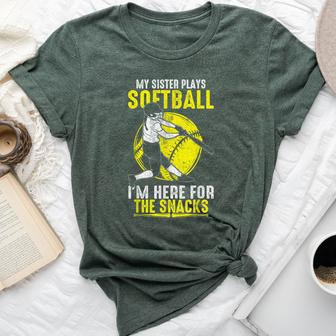 My Sister Plays Softball I'm Here For The Snacks Bella Canvas T-shirt | Mazezy