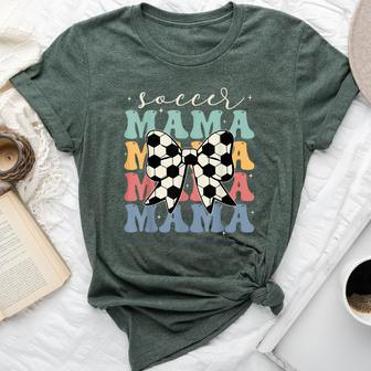 Soccer Mama Retro Groovy Soccer Softball Mom Bella Canvas T-shirt | Mazezy