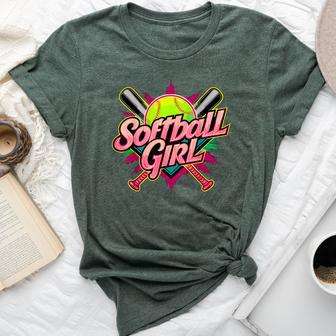 Softball Girl Player Softball Fan Bella Canvas T-shirt - Seseable