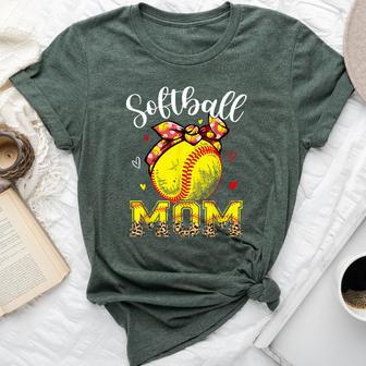 Softball Mom Headband Leopard Softball Ball Mama Bella Canvas T-shirt - Monsterry UK