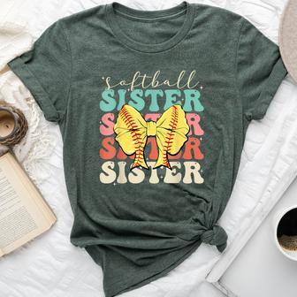 Softball Sister Vintage Sport Lover Sister Mothers Da Bella Canvas T-shirt - Seseable