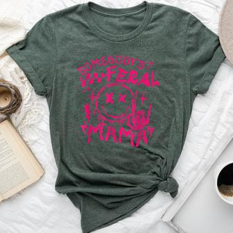 Somebodys Feral Mama Smile Cool Aunt Mom Club Smiling Face Bella Canvas T-shirt - Monsterry AU