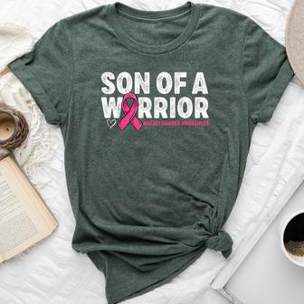 Son Of A Warrior Breast Cancer Awareness Pink Ribbon Mom Bella Canvas T-shirt - Monsterry CA