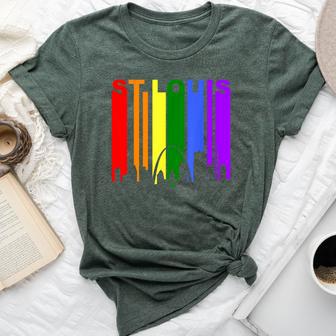 St Louis Missouri Lgbtq Gay Pride Rainbow Skyline Bella Canvas T-shirt - Monsterry CA