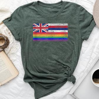 State Of Hawaii Lgbtq Gay Pride Rainbow Flag Bella Canvas T-shirt - Monsterry UK