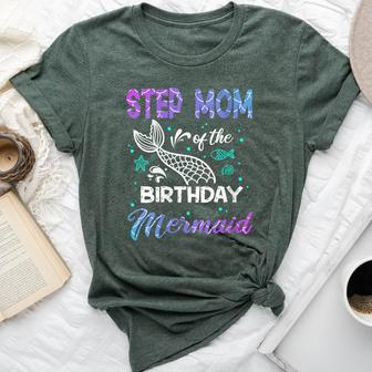 Step Mom Of The Birthday Mermaid Birthday Crew Family Bella Canvas T-shirt | Mazezy