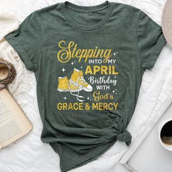 Stepping Into My April Birthday Girls Shoes Bday Bella Canvas T-shirt - Monsterry AU