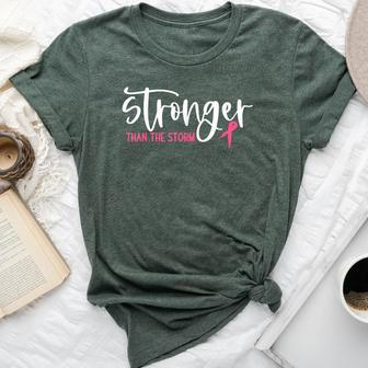Stronger Than The Storm Breast Cancer Awareness Women Bella Canvas T-shirt - Thegiftio UK
