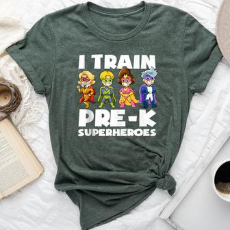 Super Hero Teacher Apparel I Train Pre-K Superheroes Bella Canvas T-shirt - Monsterry UK