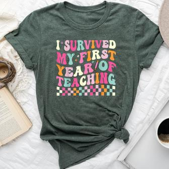 I Survived My First Year Of Teaching New Teacher Groovy Bella Canvas T-shirt - Seseable