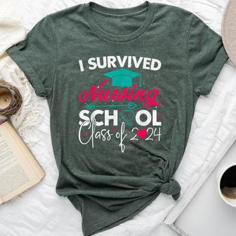 I Survived Nursing School Class Of 2024 Nurse Graduation Bella Canvas T-shirt - Thegiftio UK