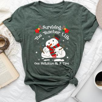 Surviving The Teacher Lifes One Meltdown At A Time Christmas Bella Canvas T-shirt | Mazezy