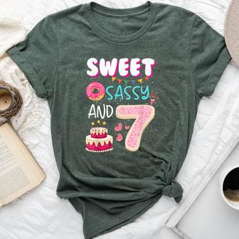 Sweet Sassy And Seven 7Th Birthday Girl Donut 7 Year Old Kid Bella Canvas T-shirt - Seseable