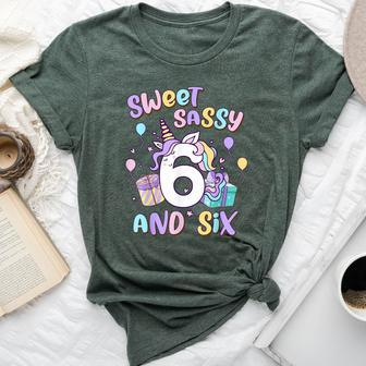 Sweet Sassy And Six Unicorn 6Th Birthday Party Girls Bella Canvas T-shirt - Monsterry