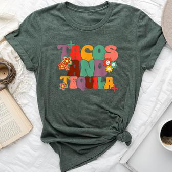 Tacos And Tequila Cinco De Mayo Groovy Mexican Drinking Bella Canvas T-shirt - Monsterry
