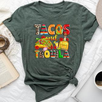 Tacos And Tequila Cinco De Mayo Leopard For Women Bella Canvas T-shirt - Seseable