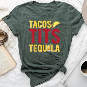Tacos Tits Tequila Drinking Graphic Bella Canvas T-shirt - Monsterry