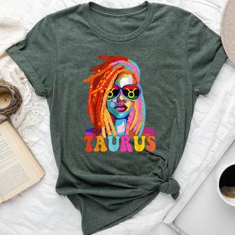 Taurus Queen African American Loc'd Zodiac Sign Bella Canvas T-shirt - Seseable