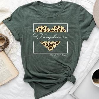 Taylor Best Girl Ever Personalized Leopard Heat Taylor Name Bella Canvas T-shirt - Seseable